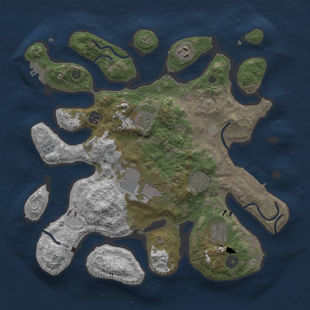 Rust Map: Procedural Map, Size: 3550, Seed: 627999, 15 Monuments