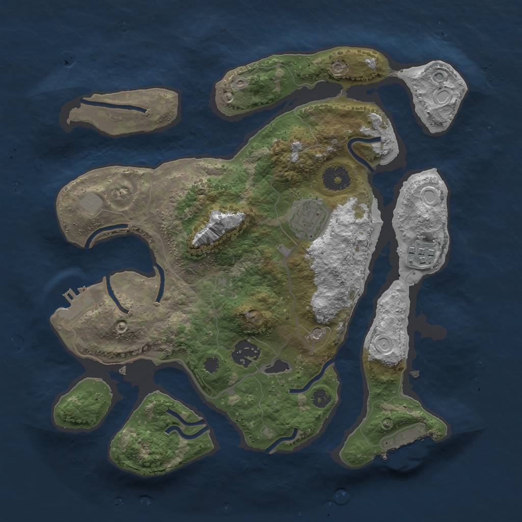 Rust Map: Procedural Map, Size: 3000, Seed: 91844, 11 Monuments