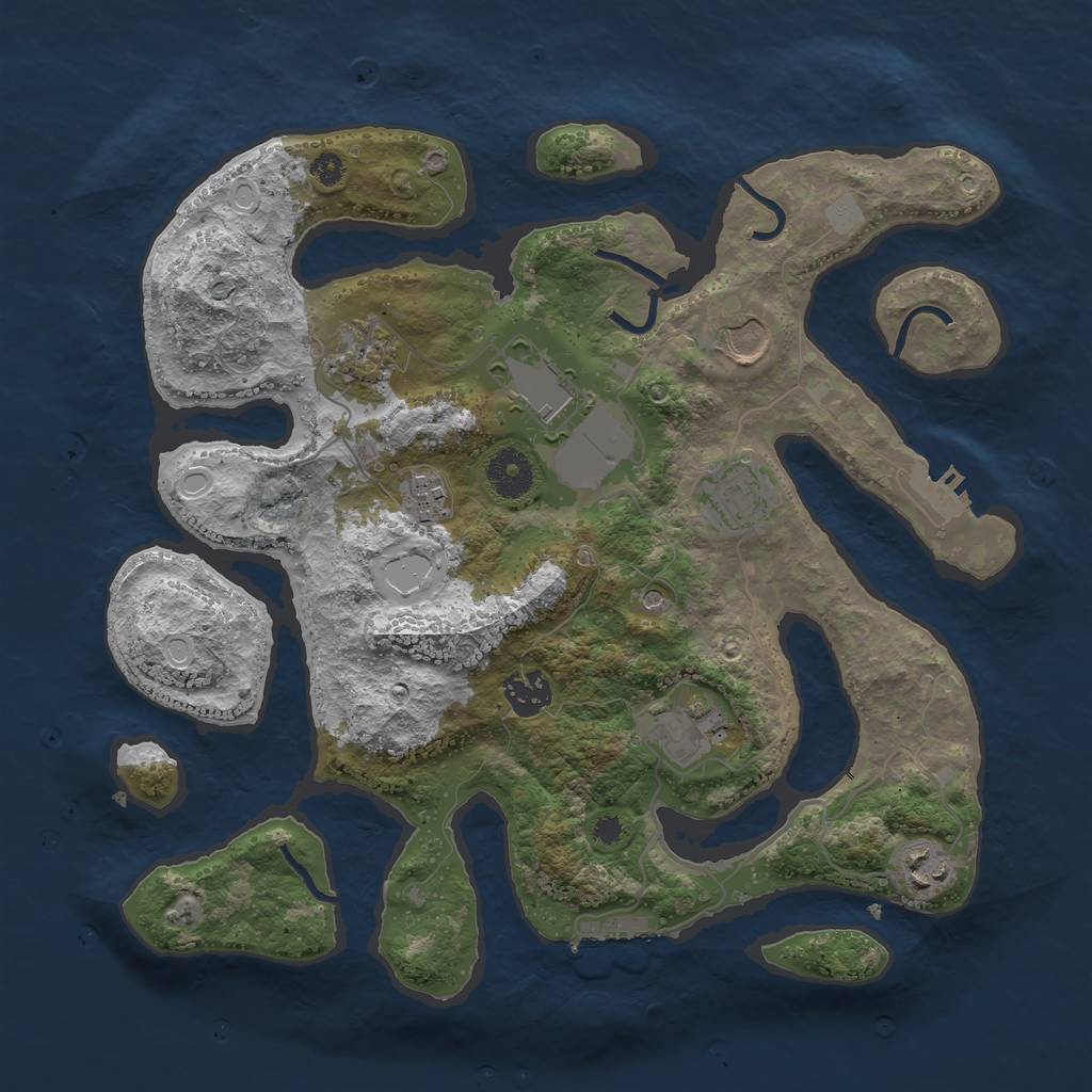 Rust Map: Procedural Map, Size: 3500, Seed: 9459, 16 Monuments