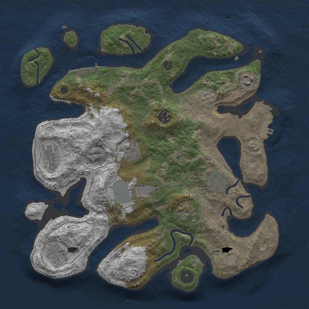 Rust Map: Procedural Map, Size: 3550, Seed: 761968, 17 Monuments