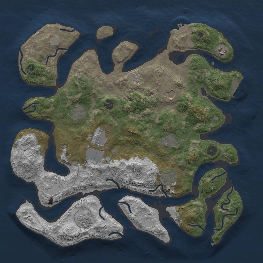 Rust Map: Procedural Map, Size: 4000, Seed: 166585, 17 Monuments