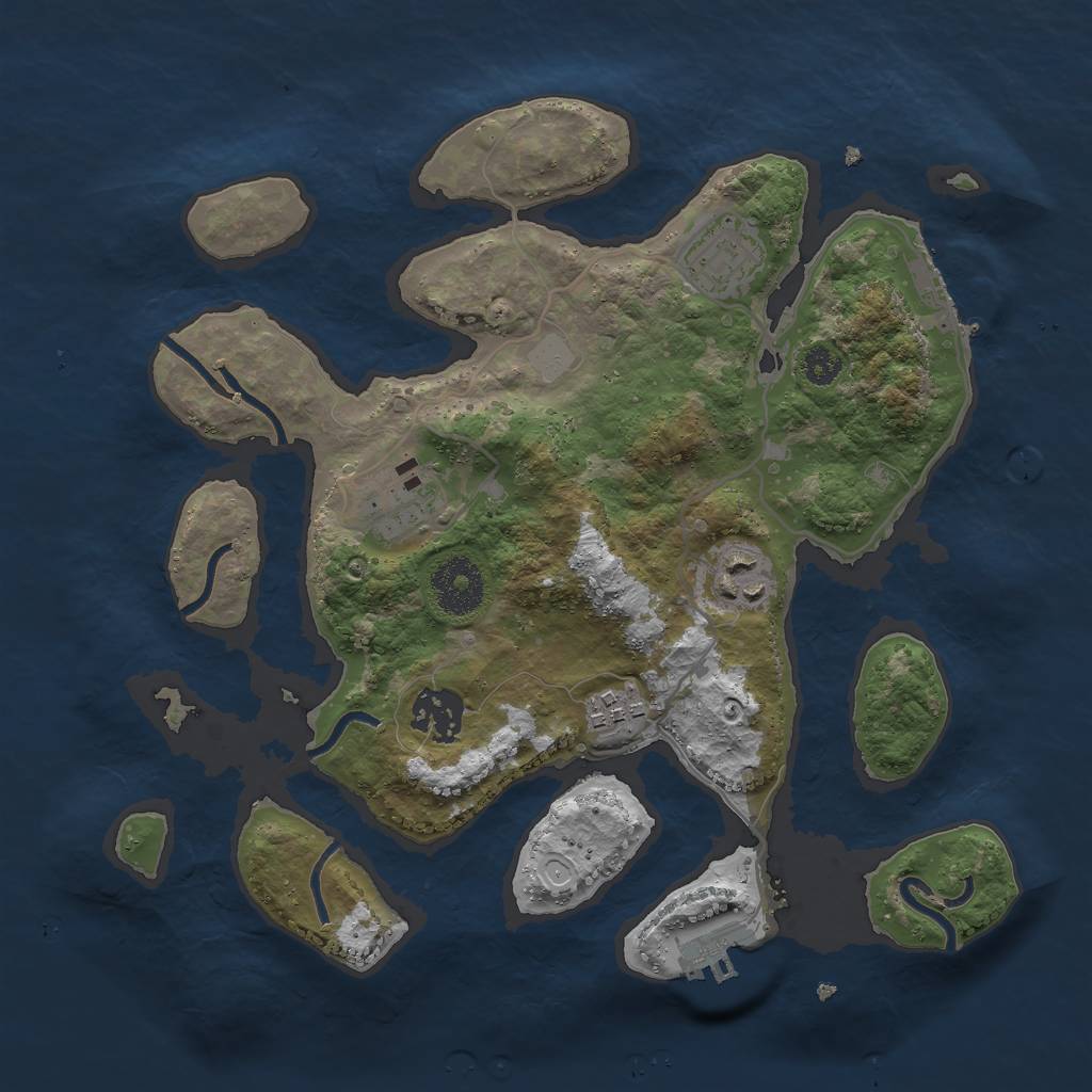 Rust Map: Procedural Map, Size: 3000, Seed: 961818625, 12 Monuments