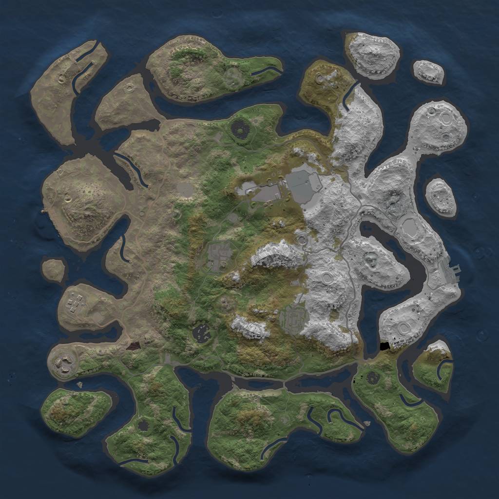 Rust Map: Procedural Map, Size: 4000, Seed: 694729, 14 Monuments