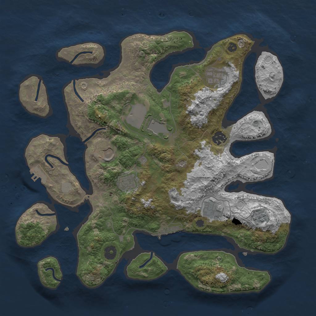 Rust Map: Procedural Map, Size: 3550, Seed: 54353, 15 Monuments