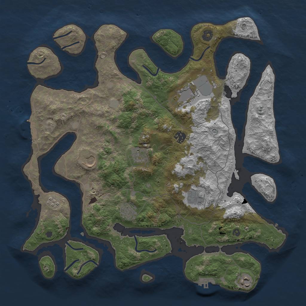 Rust Map: Procedural Map, Size: 4000, Seed: 138019, 16 Monuments