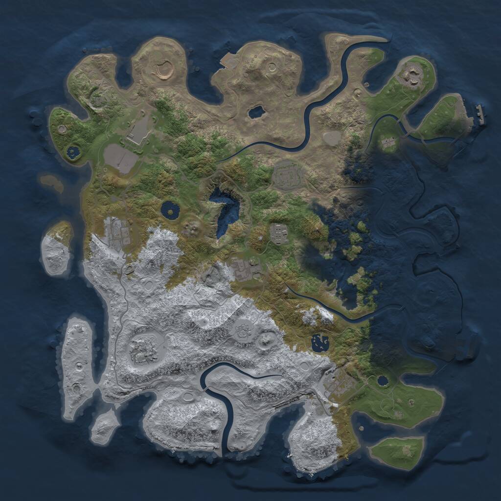 Rust Map: Procedural Map, Size: 4000, Seed: 23423452, 16 Monuments