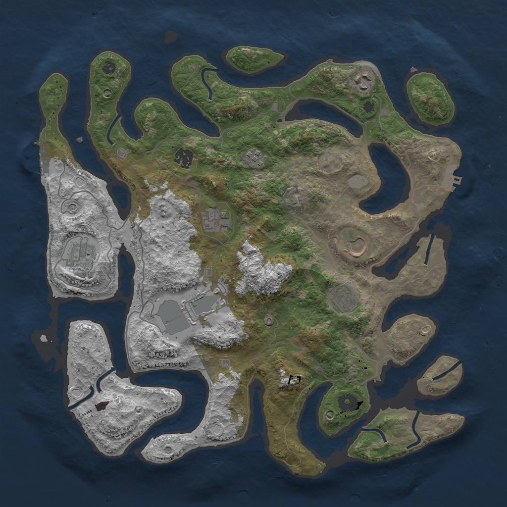 Rust Map: Procedural Map, Size: 4000, Seed: 35467332, 16 Monuments