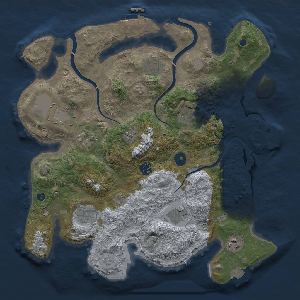 Rust Map: Procedural Map, Size: 3550, Seed: 127393, 15 Monuments