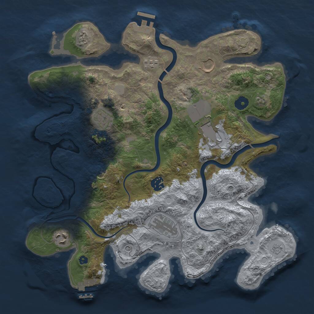 Rust Map: Procedural Map, Size: 3500, Seed: 182739482, 13 Monuments