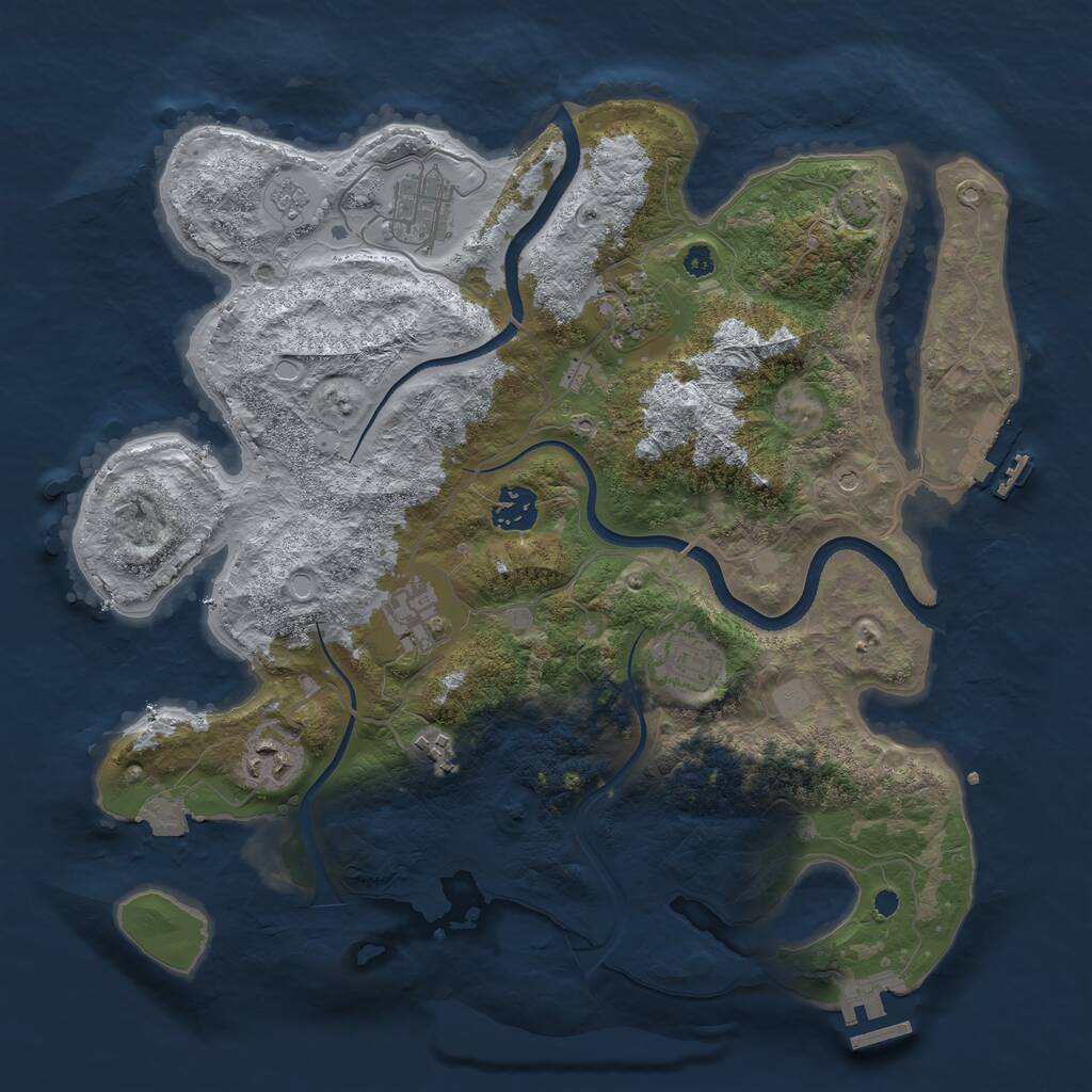 Rust Map: Procedural Map, Size: 3550, Seed: 178622, 13 Monuments