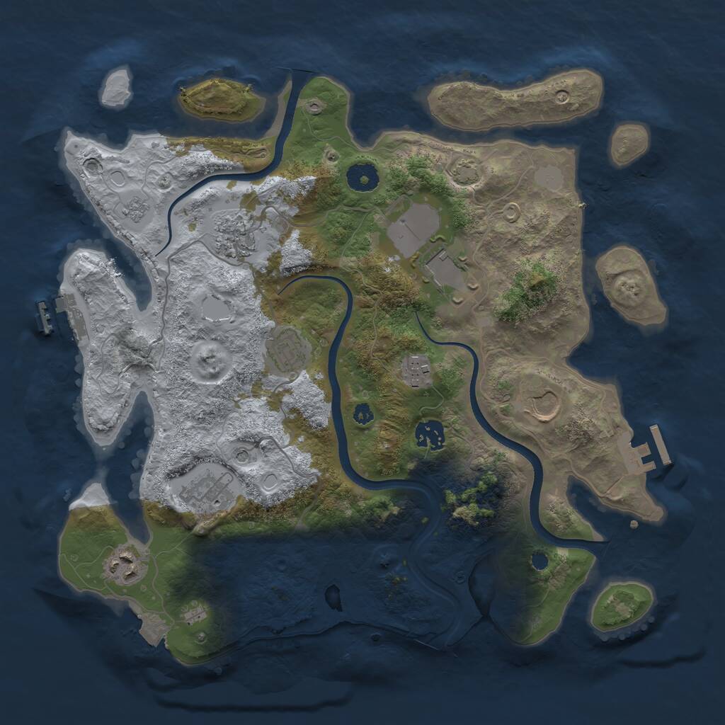 Rust Map: Procedural Map, Size: 3550, Seed: 368100, 14 Monuments