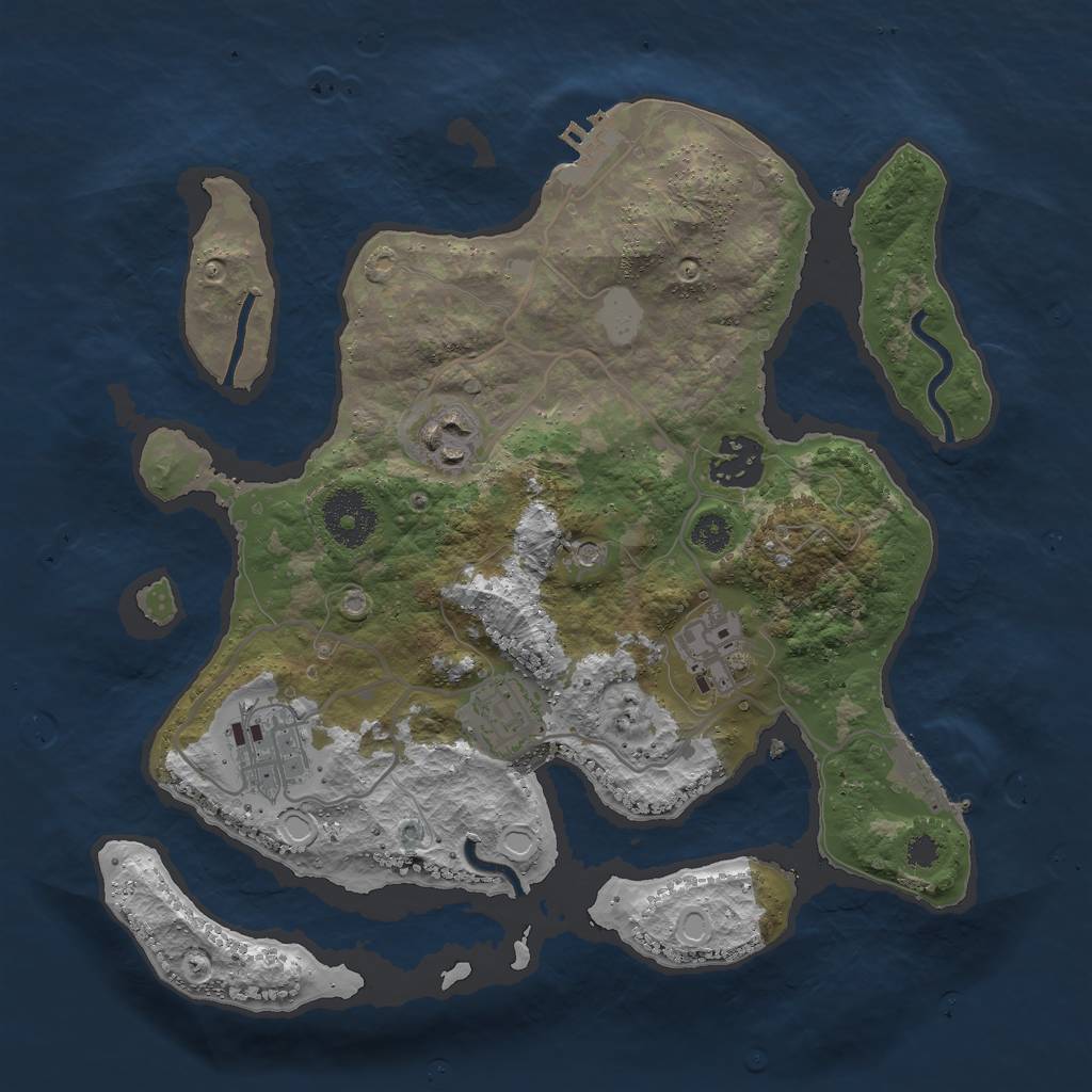 Rust Map: Procedural Map, Size: 3000, Seed: 595346, 13 Monuments
