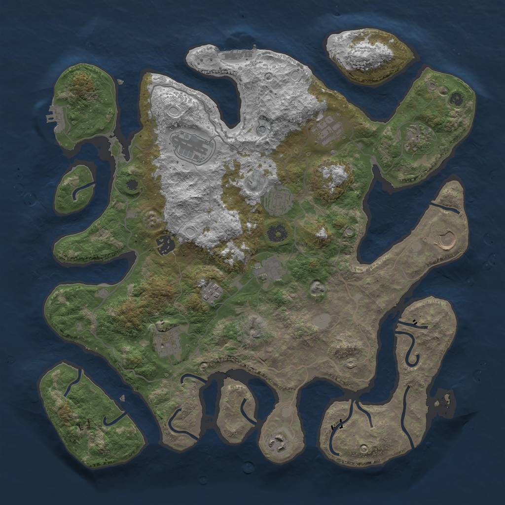 Rust Map: Procedural Map, Size: 4000, Seed: 767027, 18 Monuments