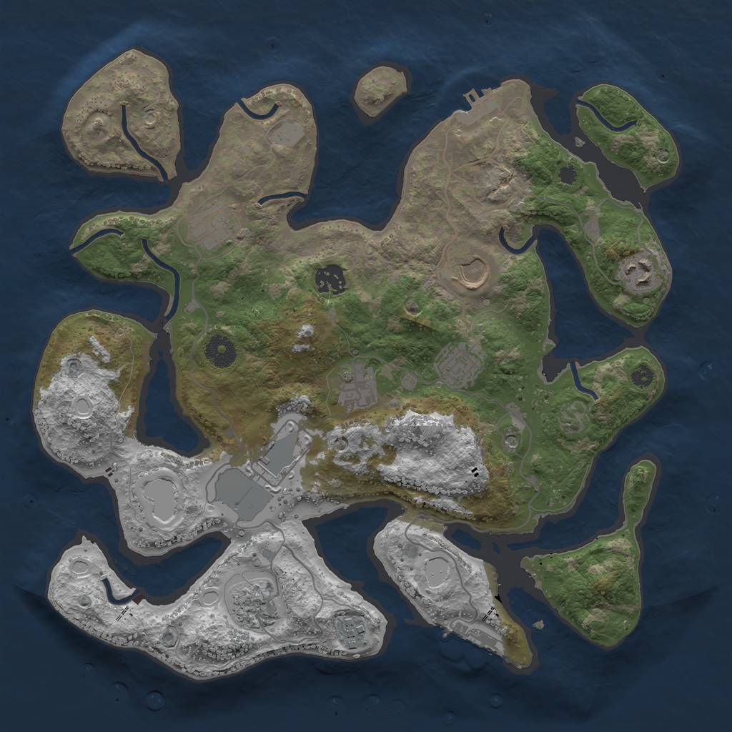 Rust Map: Procedural Map, Size: 3550, Seed: 166585, 17 Monuments