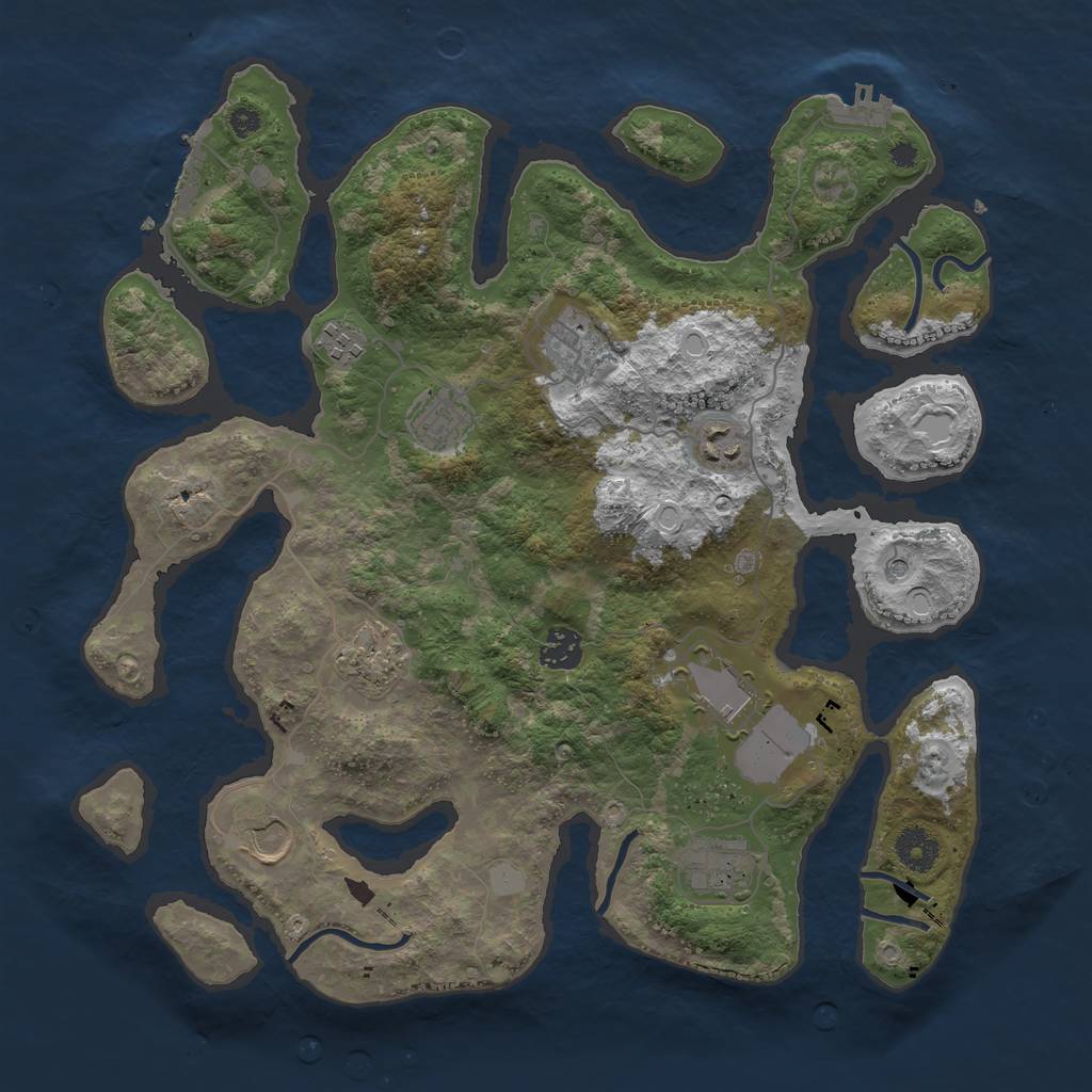 Rust Map: Procedural Map, Size: 3750, Seed: 797785, 17 Monuments
