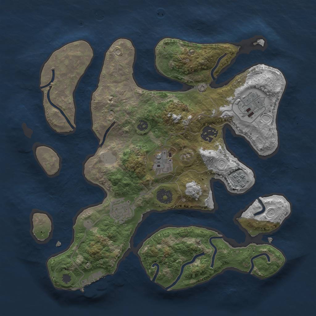 Rust Map: Procedural Map, Size: 3000, Seed: 429458, 11 Monuments