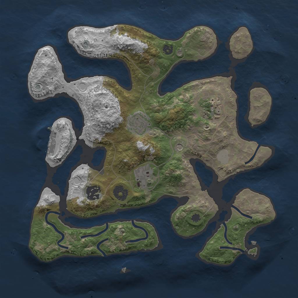 Rust Map: Procedural Map, Size: 3000, Seed: 971572, 11 Monuments