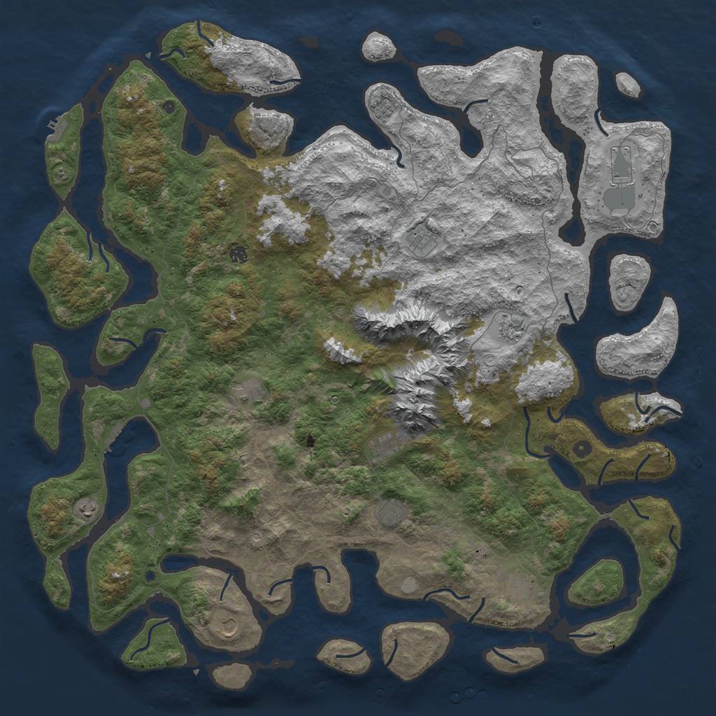 Rust Map: Procedural Map, Size: 6000, Seed: 324508934, 19 Monuments