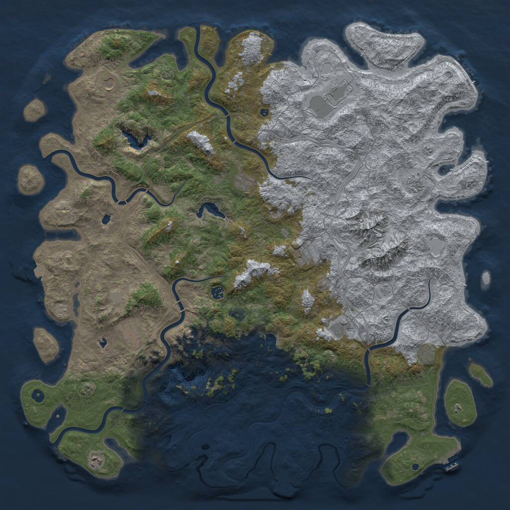 Rust Map: Procedural Map, Size: 6000, Seed: 824455063, 17 Monuments