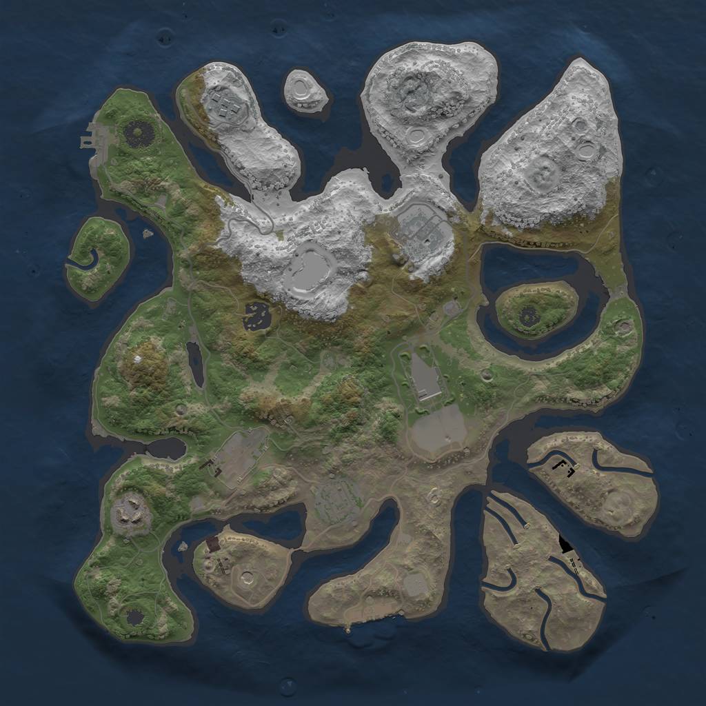 Rust Map: Procedural Map, Size: 3550, Seed: 744772, 15 Monuments
