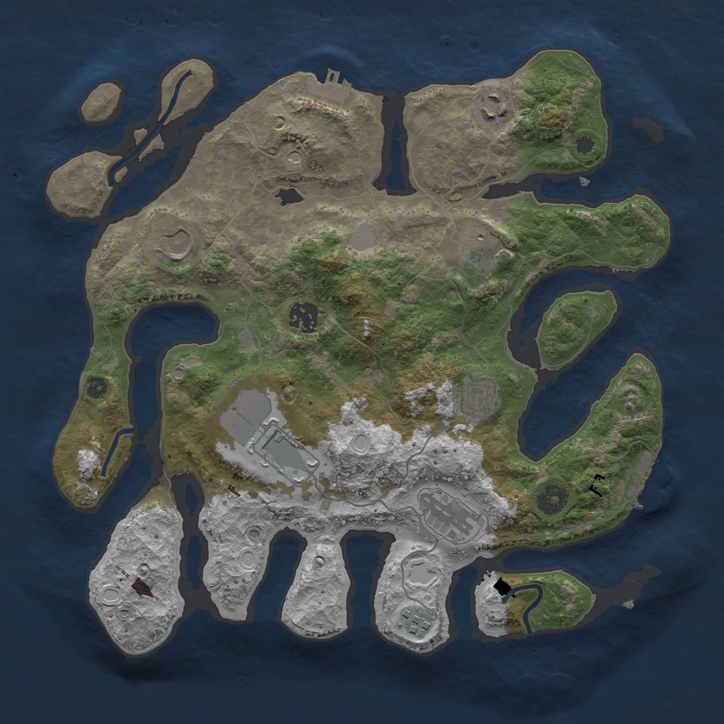 Rust Map: Procedural Map, Size: 3550, Seed: 369846, 16 Monuments