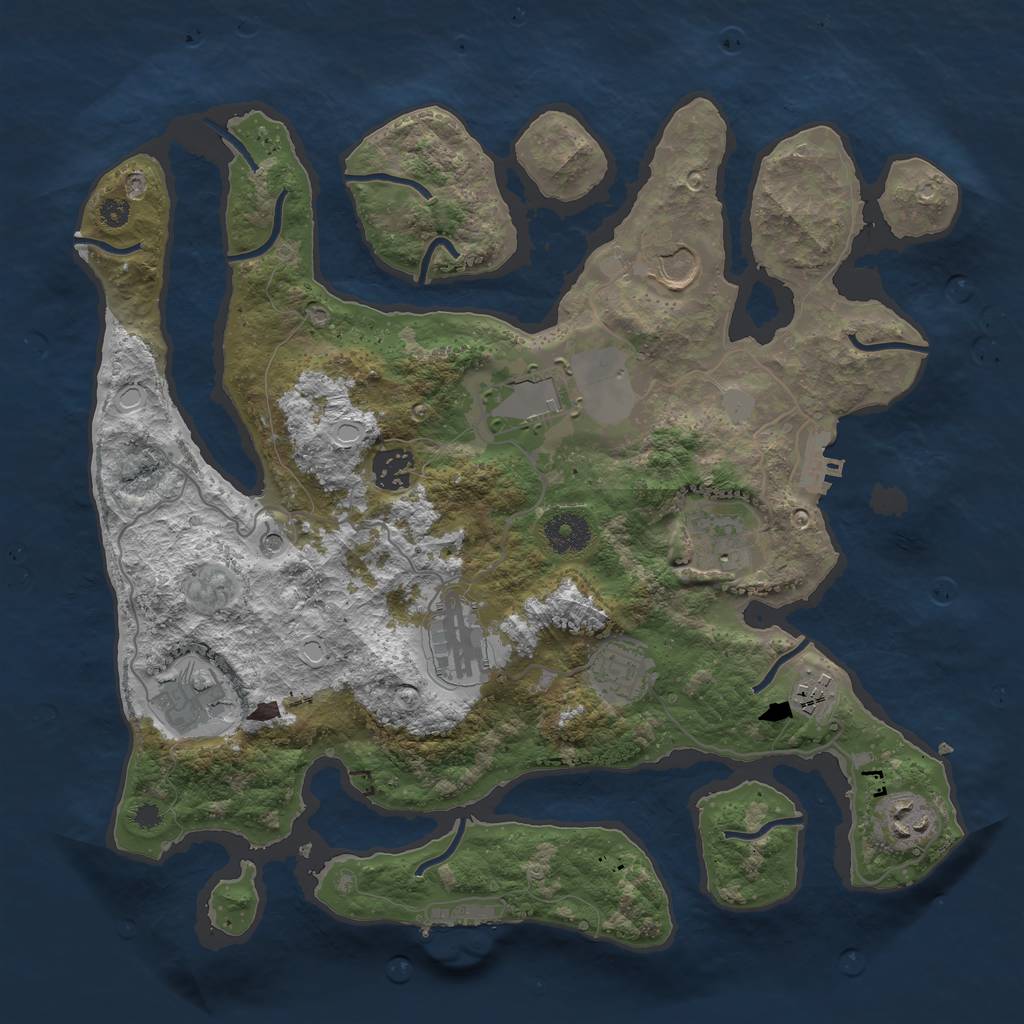Rust Map: Procedural Map, Size: 3550, Seed: 560810, 17 Monuments