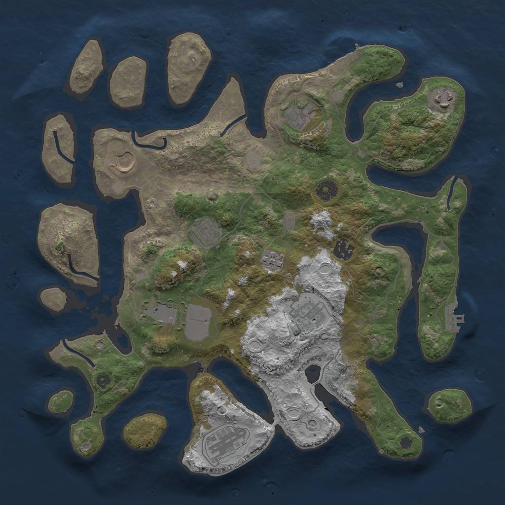Rust Map: Procedural Map, Size: 3700, Seed: 666, 17 Monuments