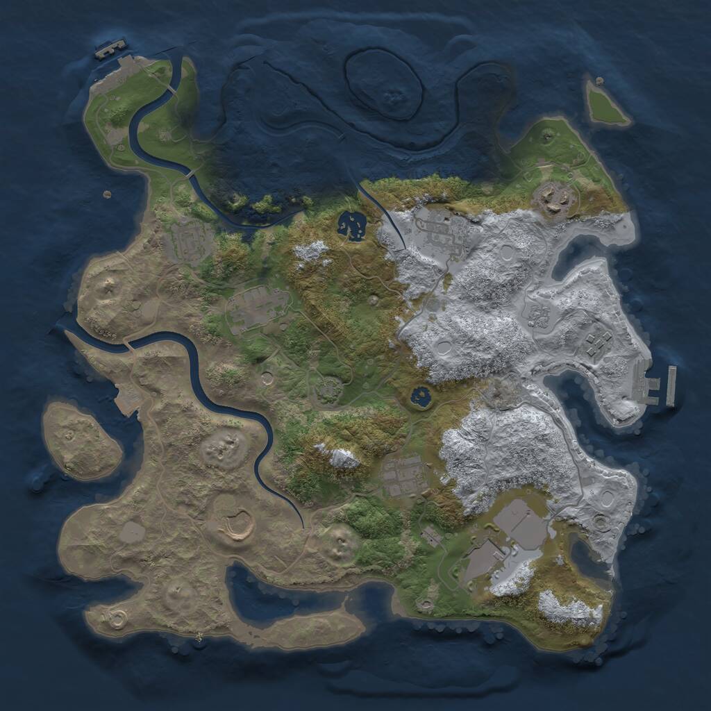 Rust Map: Procedural Map, Size: 3550, Seed: 375377, 15 Monuments