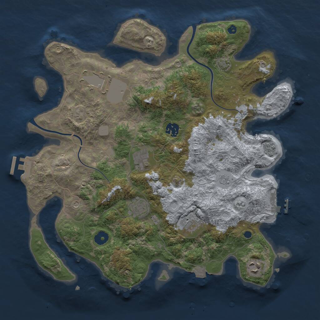 Rust Map: Procedural Map, Size: 3550, Seed: 468784, 13 Monuments
