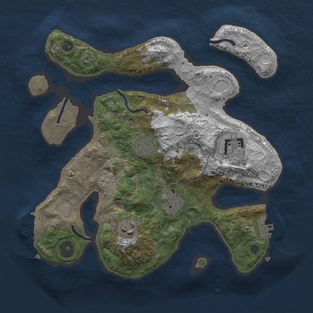 Rust Map: Procedural Map, Size: 3000, Seed: 753195, 13 Monuments