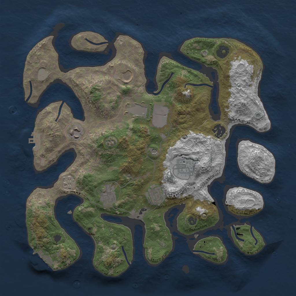 Rust Map: Procedural Map, Size: 3500, Seed: 514252623, 16 Monuments