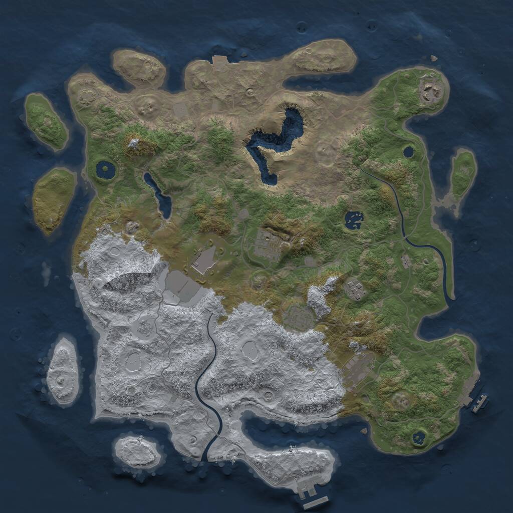 Rust Map: Procedural Map, Size: 4000, Seed: 1628283141, 13 Monuments