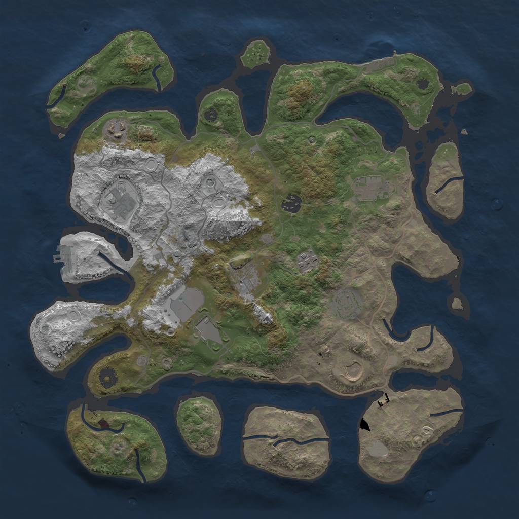Rust Map: Procedural Map, Size: 4000, Seed: 1032906843, 17 Monuments