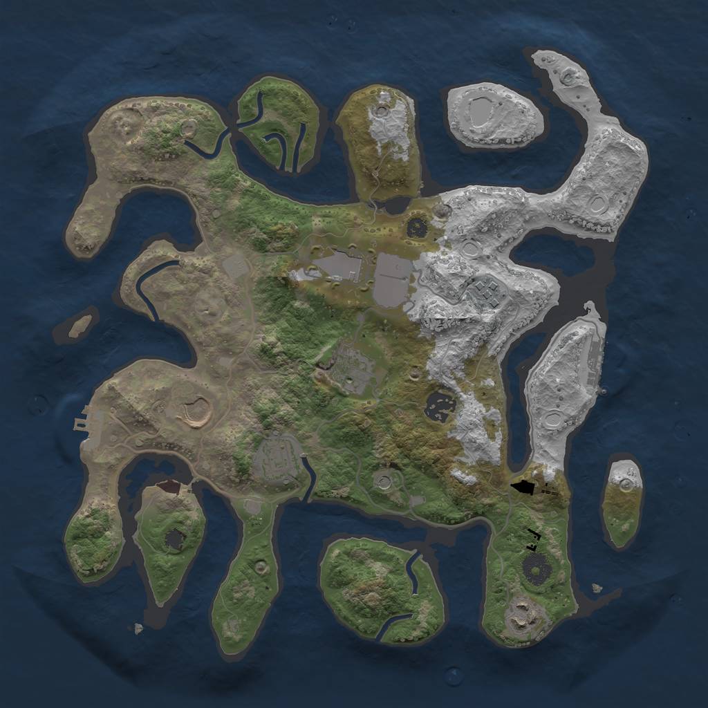 Rust Map: Procedural Map, Size: 3500, Seed: 45678, 15 Monuments