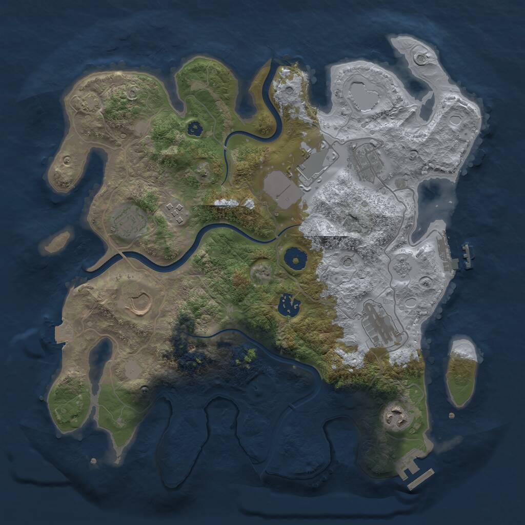 Rust Map: Procedural Map, Size: 3500, Seed: 45678, 14 Monuments