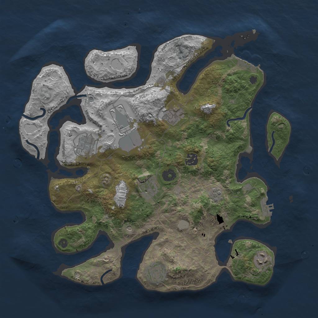 Rust Map: Procedural Map, Size: 3650, Seed: 70449789, 16 Monuments