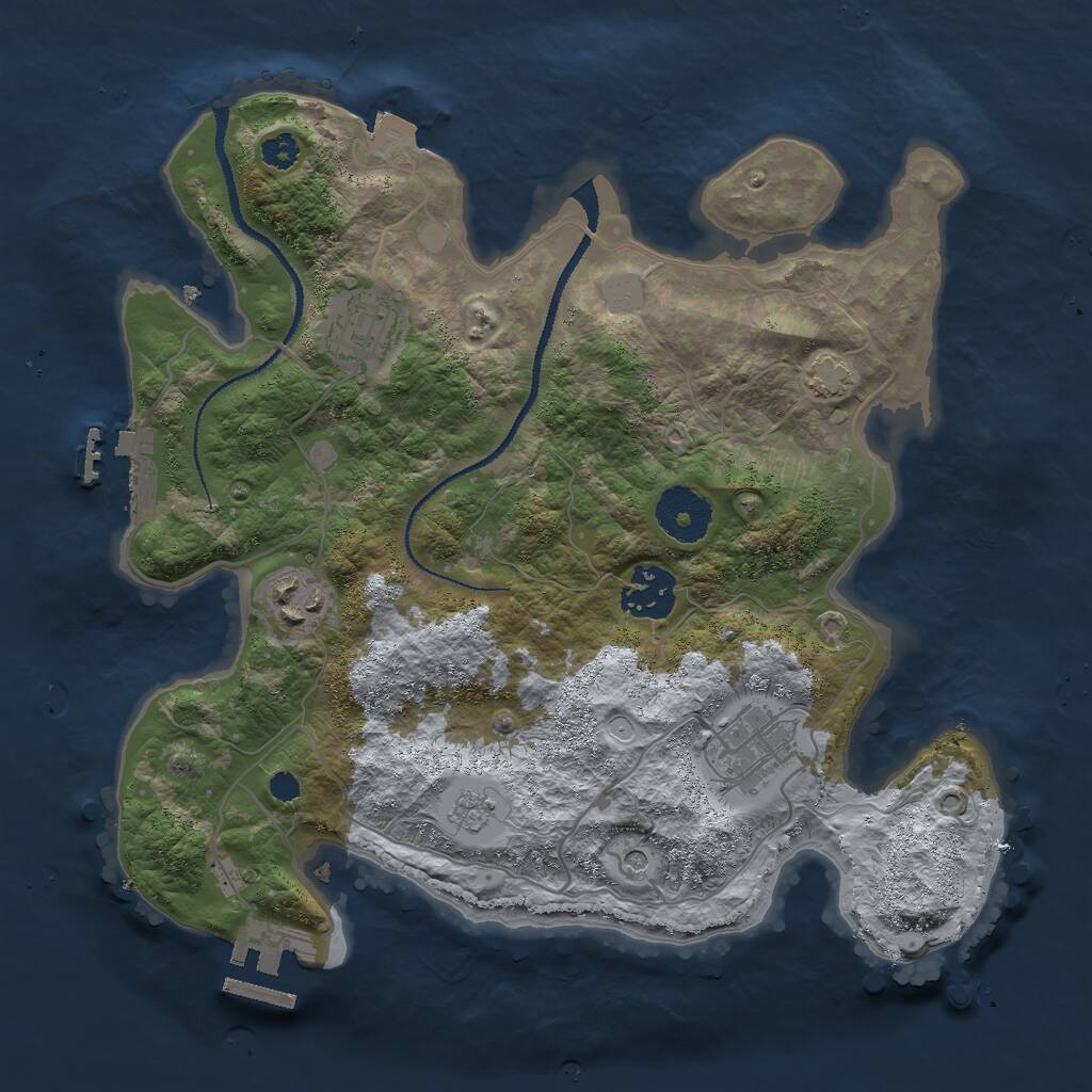 Rust Map: Procedural Map, Size: 3000, Seed: 17967, 10 Monuments