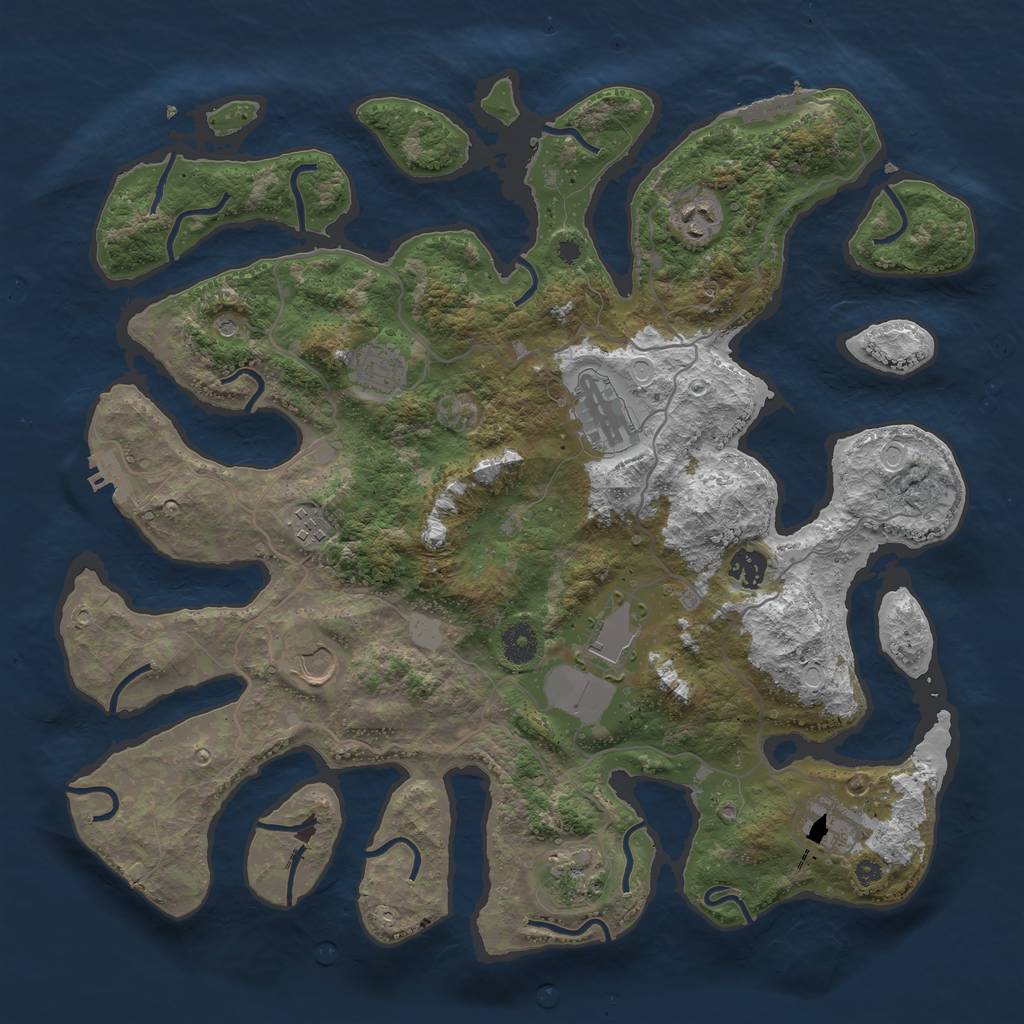 Rust Map: Procedural Map, Size: 4000, Seed: 231216, 17 Monuments