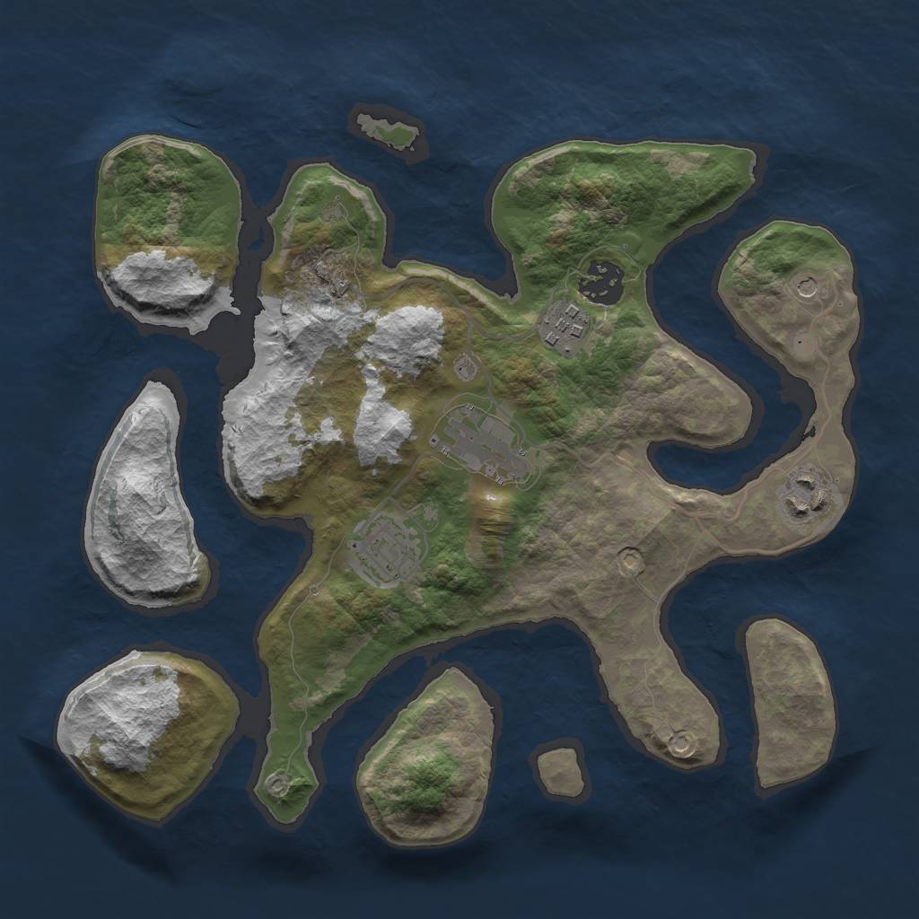 Rust Map: Barren, Size: 3000, Seed: 724528, 8 Monuments
