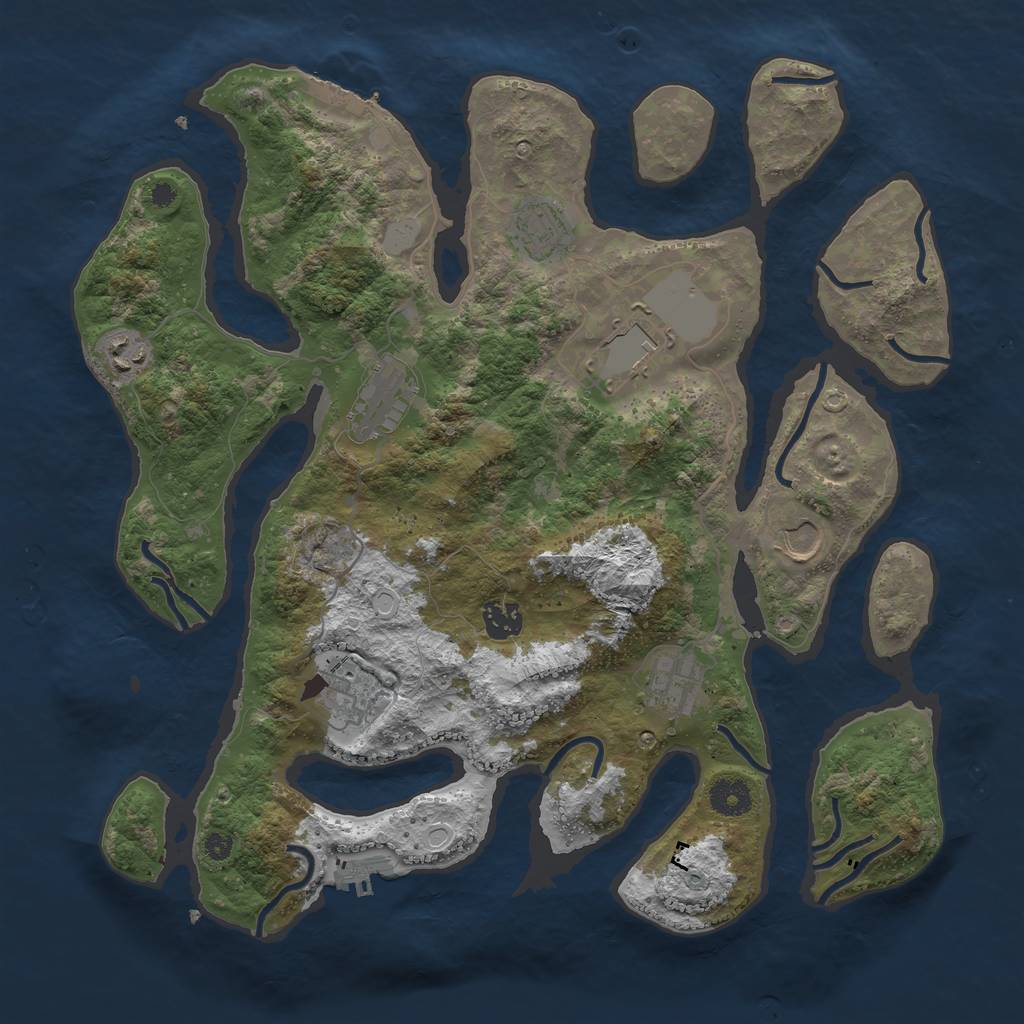Rust Map: Procedural Map, Size: 3800, Seed: 197025350, 15 Monuments