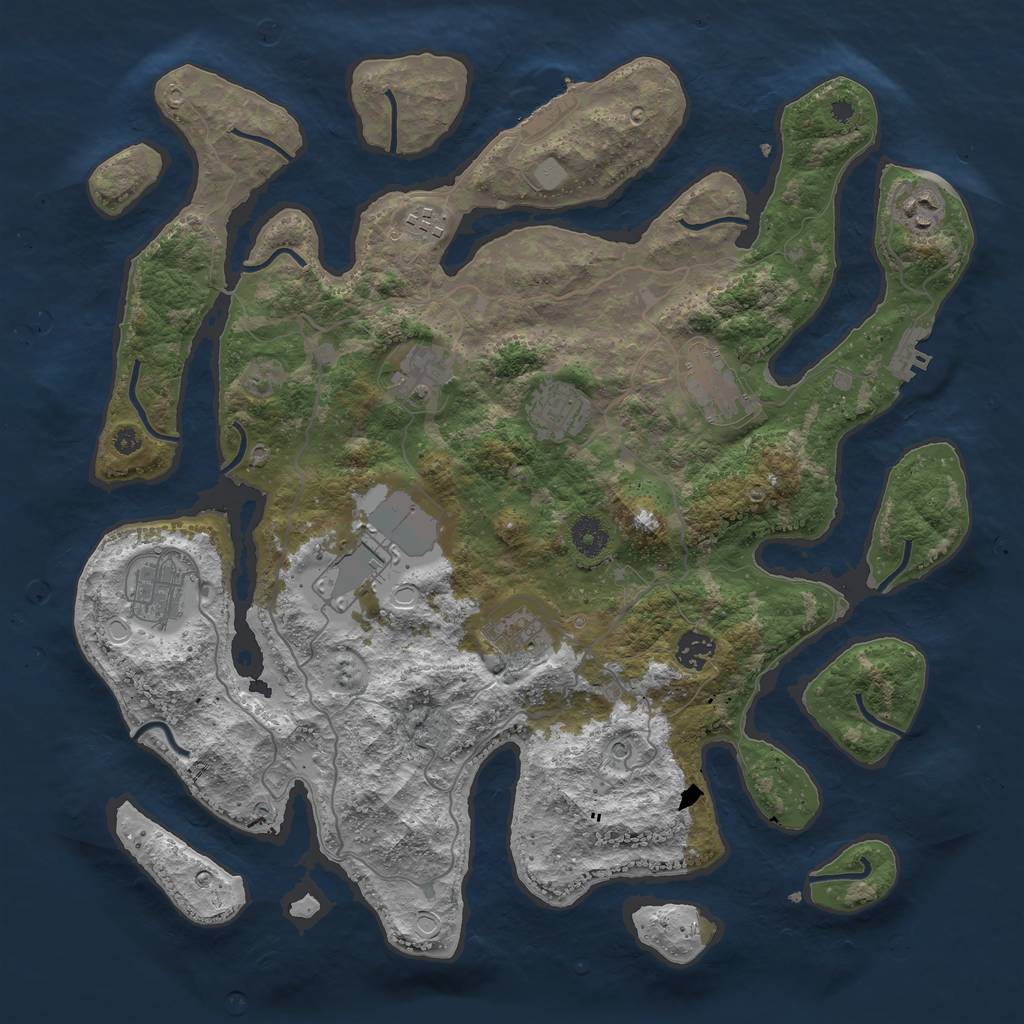 Rust Map: Procedural Map, Size: 4000, Seed: 29551869, 17 Monuments