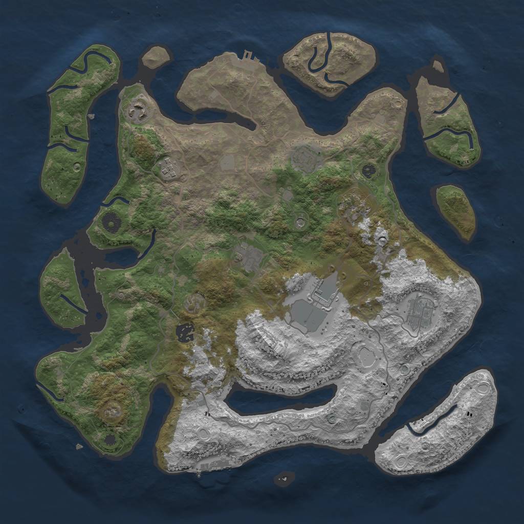 Rust Map: Procedural Map, Size: 4000, Seed: 147810, 16 Monuments