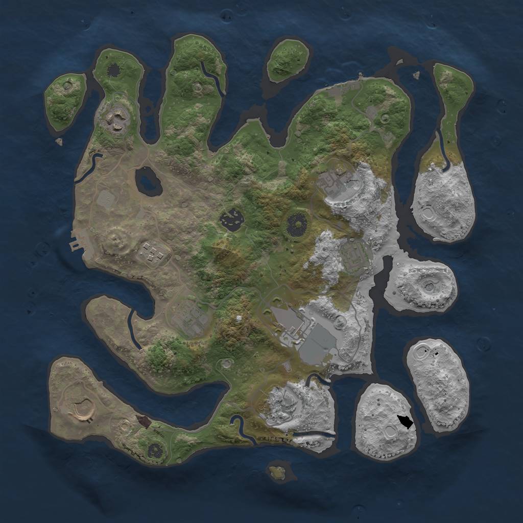 Rust Map: Procedural Map, Size: 3500, Seed: 1002239872, 17 Monuments