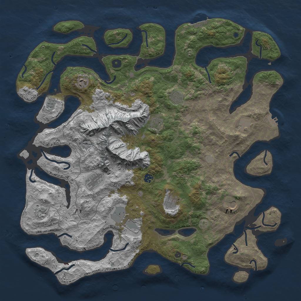 Rust Map: Procedural Map, Size: 5000, Seed: 121715428, 19 Monuments