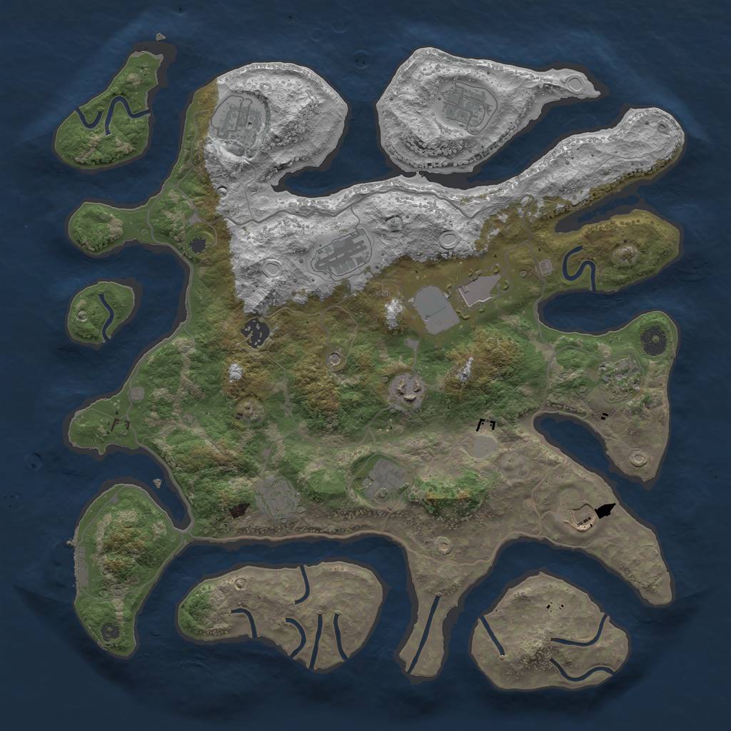 Rust Map: Procedural Map, Size: 4000, Seed: 573558, 17 Monuments