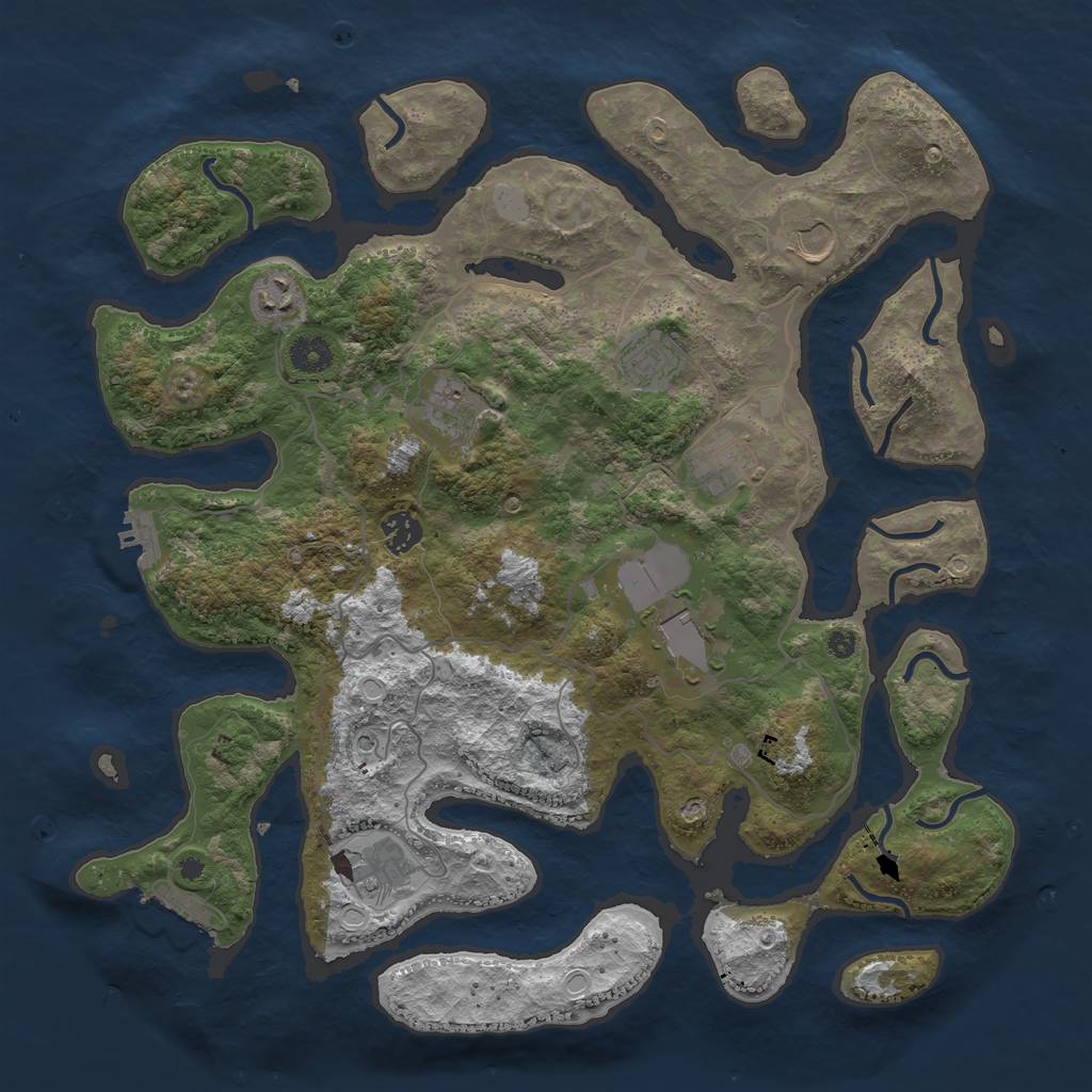 Rust Map: Procedural Map, Size: 4000, Seed: 548376, 16 Monuments