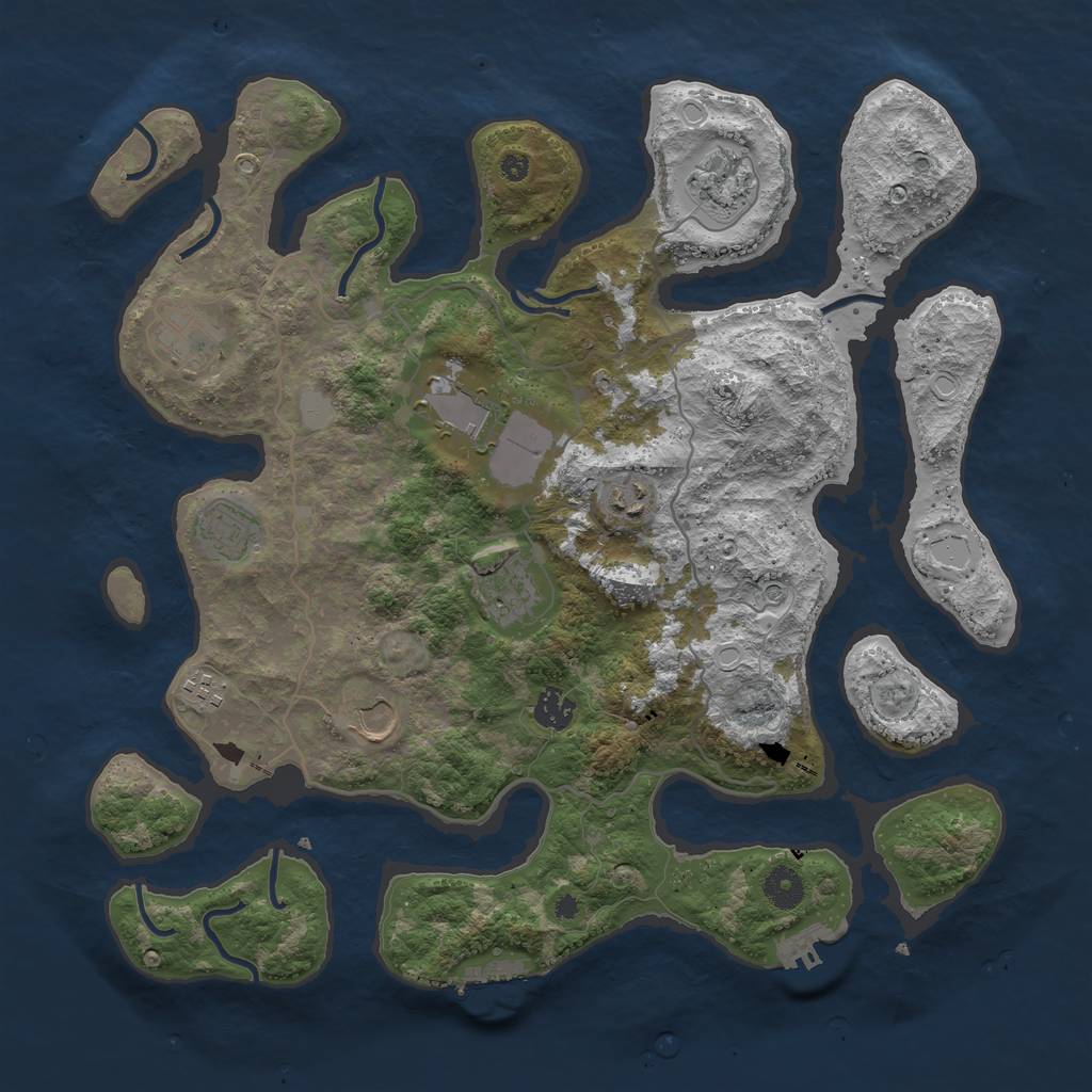 Rust Map: Procedural Map, Size: 4000, Seed: 193816, 17 Monuments