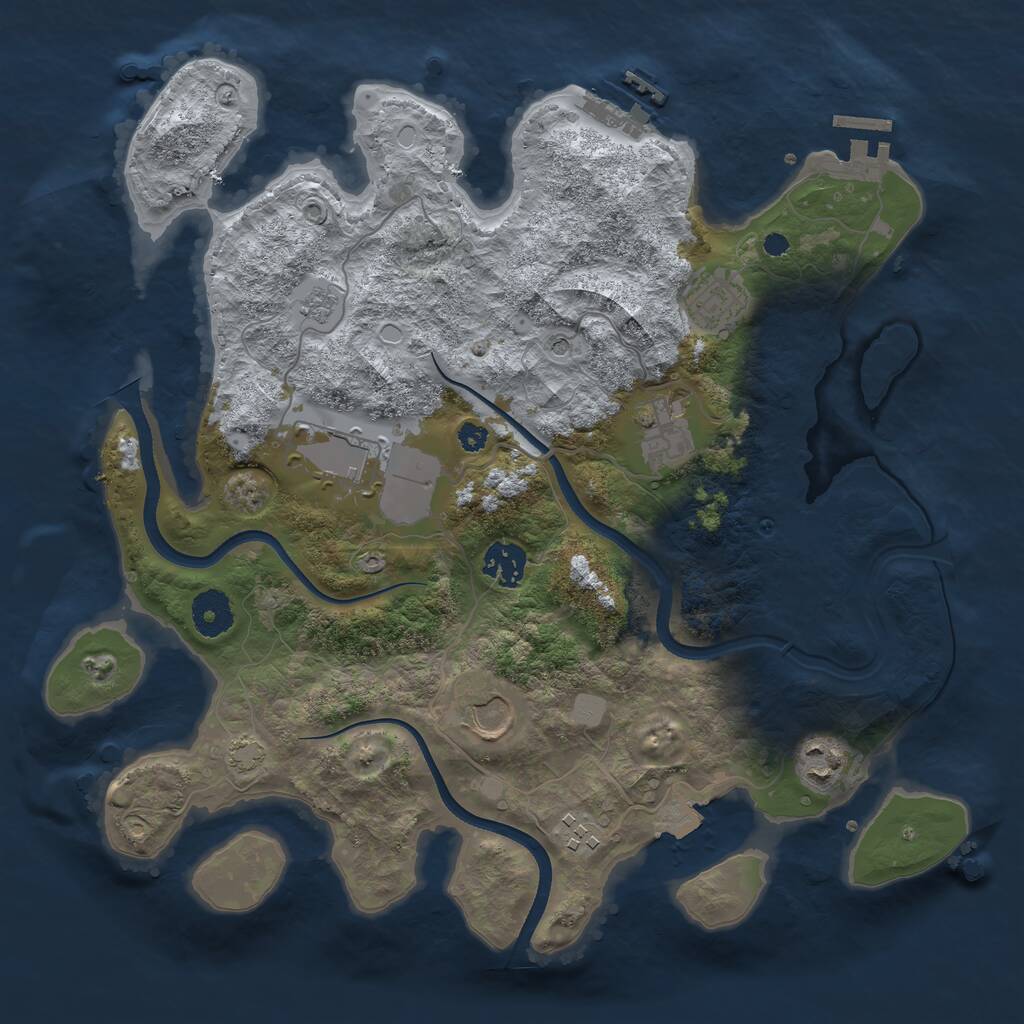 Rust Map: Procedural Map, Size: 3500, Seed: 1081592716, 13 Monuments