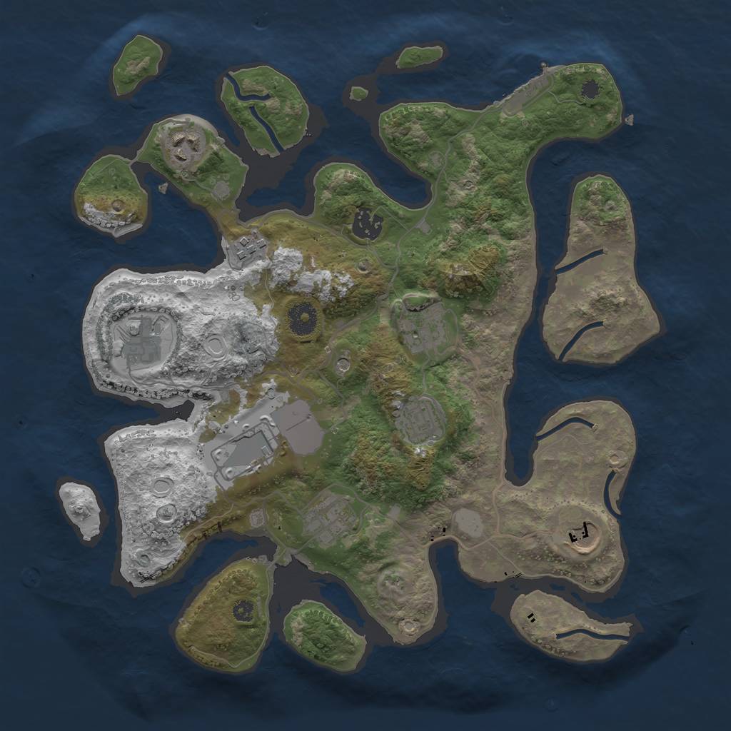 Rust Map: Procedural Map, Size: 3500, Seed: 1988583576, 16 Monuments