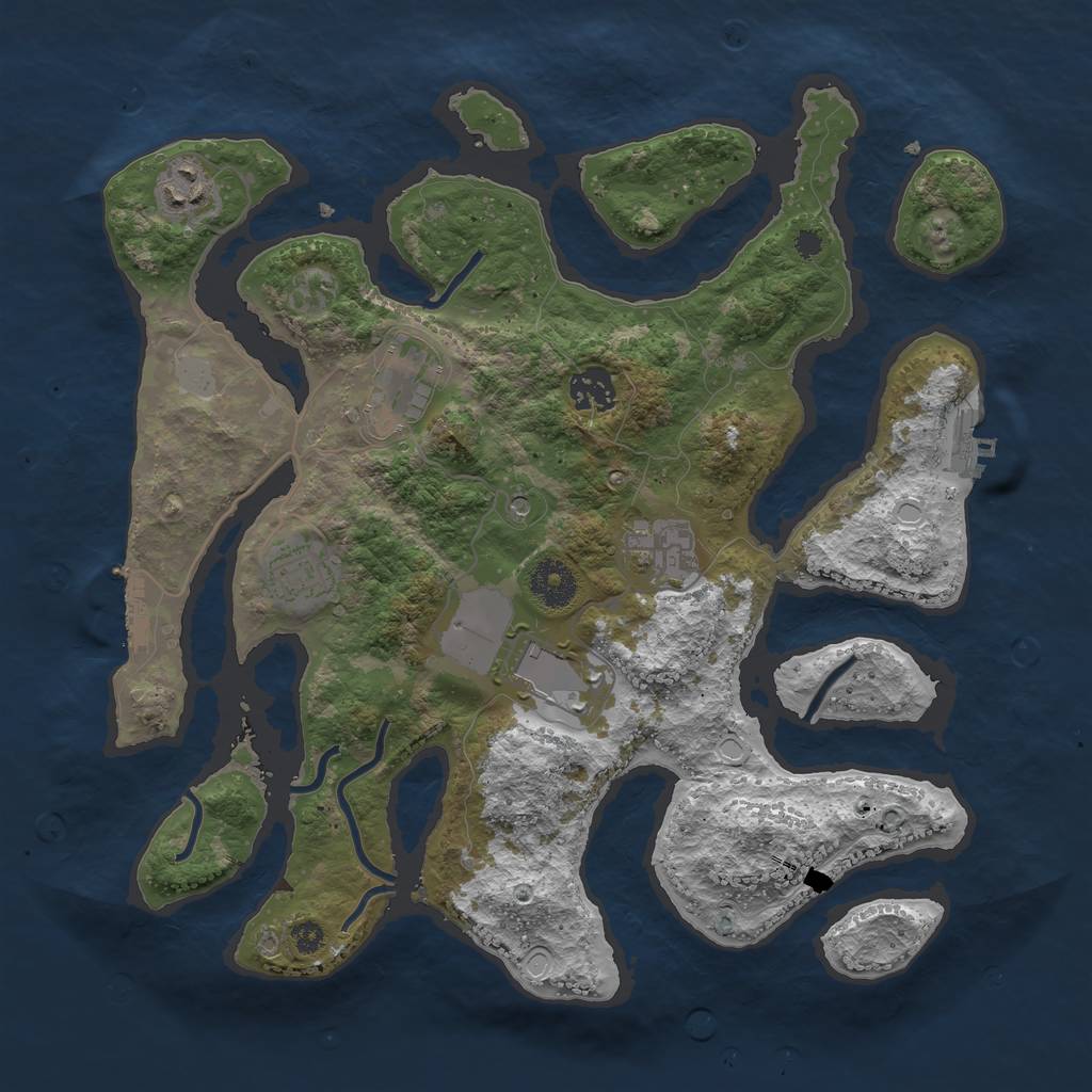 Rust Map: Procedural Map, Size: 3500, Seed: 846621, 14 Monuments